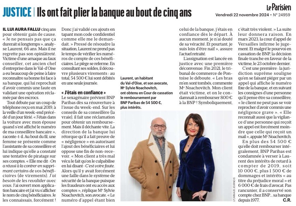 Article du Parisien du 22-11-2024